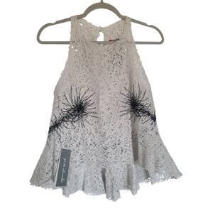 Pe de Chumbo Handmade Cut-Out Back Tank Top in Peony Size Medium NWT